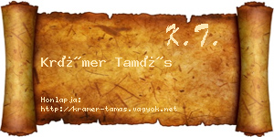 Krámer Tamás névjegykártya